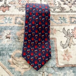 Hermes Blue and Red Geometric Silk Tie